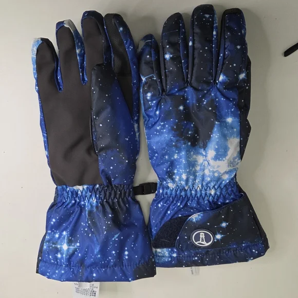 Lands End Kids Galaxy Down Filled Blue Winter Ski Jacket & Gloves Parka Size XL - Picture 9 of 9